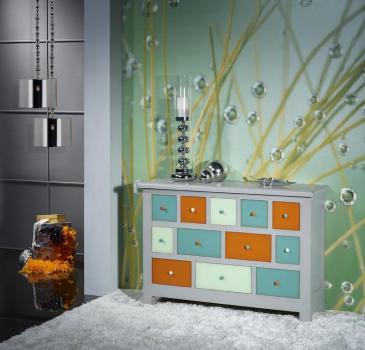 Commode 12 tiroirs Maxime réalisée en Chêne Massif de style Campagnard Coloré