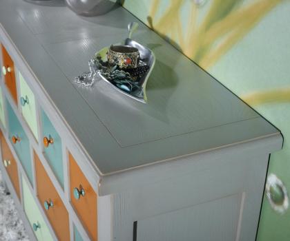 Commode 12 tiroirs Maxime réalisée en Chêne Massif de style Campagnard Coloré