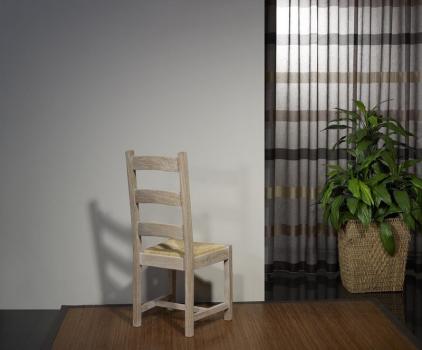 Chaise Renaud réalisée en chêne massif de style Campagnard Finition Brossé Blanchi