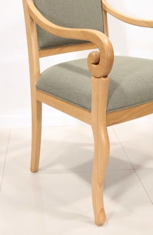 Fauteuil Crosse de style Louis Philippe en chêne massif Tissu d'ameublement Essencia