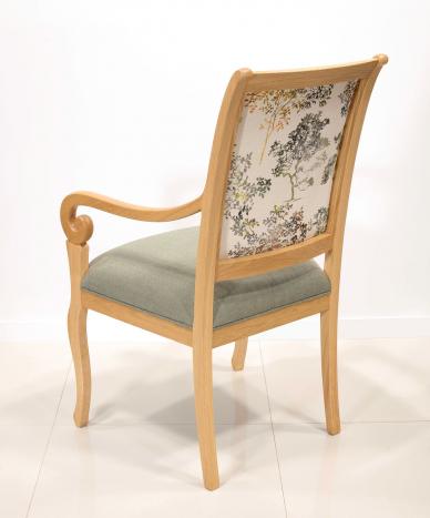Fauteuil Crosse de style Louis Philippe en chêne massif Tissu d'ameublement Essencia