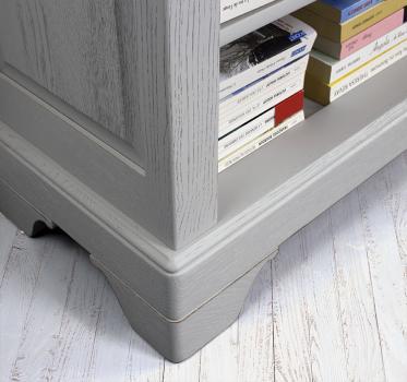 Meuble TV Paul 16/9eme réalisé en Chêne Massif de style Louis Philippe Finition Brossé Gris 