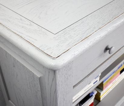 Meuble TV Paul 16/9eme réalisé en Chêne Massif de style Louis Philippe Finition Brossé Gris 