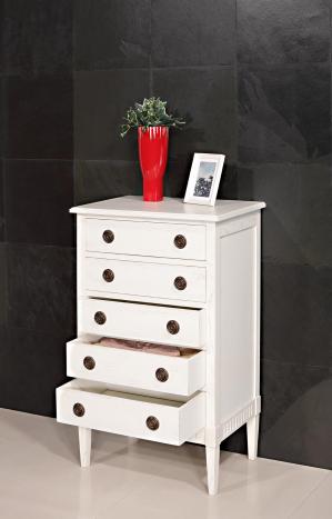 Commode 5 tiroirs Yvan réalisée en Chêne de style Directoire Chêne Ivoire n°2 patiné