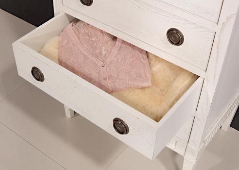 Commode 5 tiroirs Yvan réalisée en Chêne de style Directoire Chêne Ivoire n°2 patiné