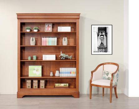 Bibliothèque Sarah réalisée en chêne massif de style Louis Philippe 4 étagères 