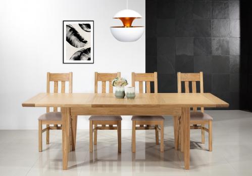 Table Rectangulaire Loïc réalisée en Chêne Massif 160*100 + 2 allonges portefeuilles incorporées sous le plateau