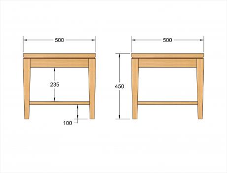 Table basse Jean-Gabriel réalisée en chêne de ligne Contemporaine 50x50 Pieds fuseaus