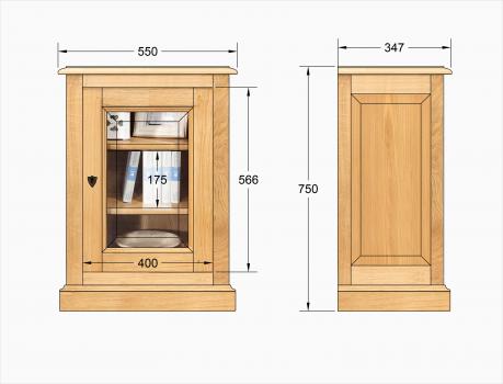 Petite vitrine 1 porte  réalisée en Chêne Massif de style Louis Philippe 