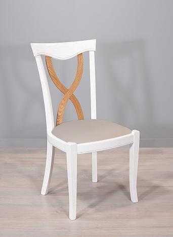 Chaise Sébastien réalisée en Chêne Massif de style Louis Philippe Finition Chêne Brossé Ivoire N° 1 Croisillon Chêne Naturel