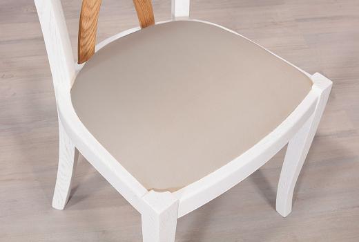 Chaise Sébastien réalisée en Chêne Massif de style Louis Philippe Finition Chêne Brossé Ivoire N° 1 Croisillon Chêne Naturel