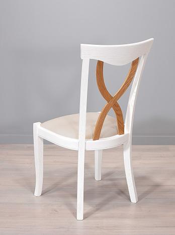 Chaise Sébastien réalisée en Chêne Massif de style Louis Philippe Finition Chêne Brossé Ivoire N° 1 Croisillon Chêne Naturel