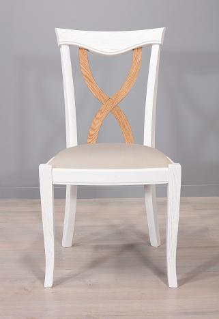 Chaise Sébastien réalisée en Chêne Massif de style Louis Philippe Finition Chêne Brossé Ivoire N° 1 Croisillon Chêne Naturel