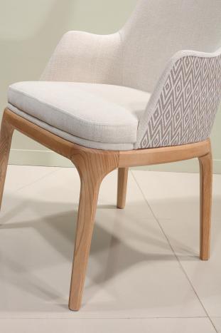 Fauteuil Milo de style Contemporain, 4 pieds en Frêne massif Tissu Valdouro
