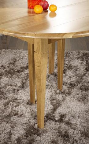 Table ronde à volets réalisée en Chêne Massif de style Louis Philippe Diamètre 120 - 3 allonges de 40 cm