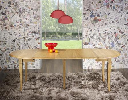 Table ronde à volets réalisée en Chêne Massif de style Louis Philippe Diamètre 120 - 3 allonges de 40 cm