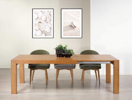 Table de repas rectangulaire  160x100 réalisée en Chêne Ligne Contemporaine Double allonge de 40 cm à l'extrémité de la table  SEULEMENT 1 DISPONIBLE