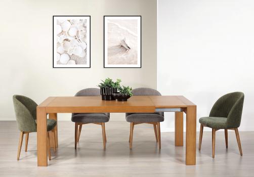 Table de repas rectangulaire  160x100 réalisée en Chêne Ligne Contemporaine Double allonge de 40 cm à l'extrémité de la table  SEULEMENT 1 DISPONIBLE
