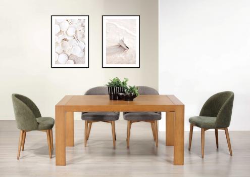 Table de repas rectangulaire  160x100 réalisée en Chêne Ligne Contemporaine Double allonge de 40 cm à l'extrémité de la table  SEULEMENT 1 DISPONIBLE