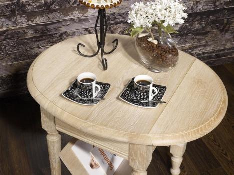 Table Basse ou Bout de Canapé Marc-Eric, réalisée en Chêne de style Louis Philippe  Finition Chêne Brossé Blanchi