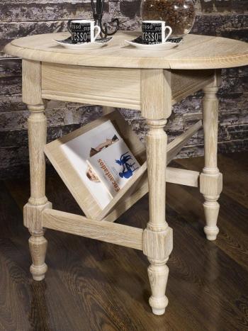 Table Basse ou Bout de Canapé Marc-Eric, réalisée en Chêne de style Louis Philippe  Finition Chêne Brossé Blanchi