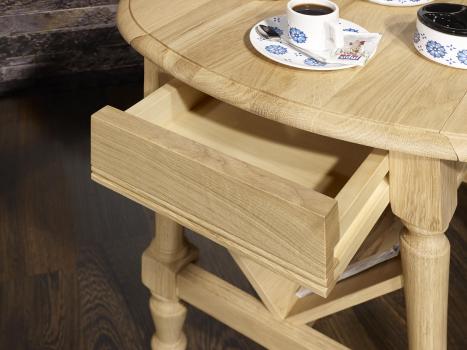 Table Basse ou Bout de Canapé Marc-Eric, réalisée en Chêne de style Louis Philippe Finition Chêne Brossé Naturel