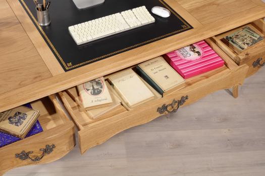 Bureau Ministre réalisé en Chêne de Style Louis XV Finition Chêne Naturel SEULEMENT 1 DISPONIBLE