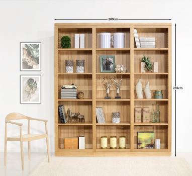 Bibliothèque contemporaine Loïc réalisée en chêne composée de 3 modules avec 4 étagères 