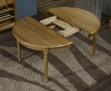 Table ronde Richard réalisée en Chêne Massif de style Louis Philippe DIAMETRE 110 avec 3 allonges de 40 cm