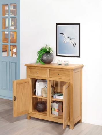 Petit buffet 2 portes 2 tiroirs réalisé en Chêne massif de style campagne Largeur 100 cm