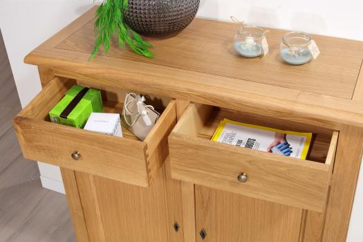 Petit buffet 2 portes 2 tiroirs réalisé en Chêne massif de style campagne Largeur 100 cm