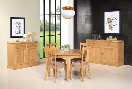 Buffet 2 portes 2 tiroirs Isaac, réalisé en Chêne massif de style Directoire