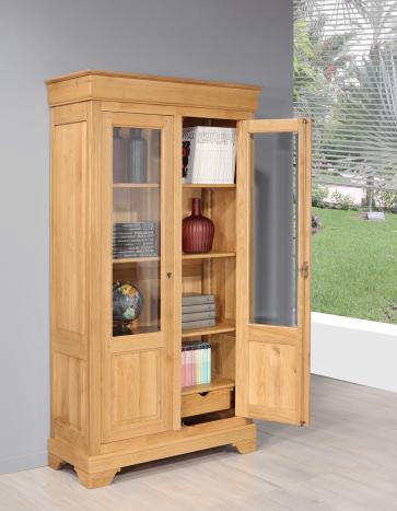 Bibliothèque 2 portes Antoine réalisée en Chêne Massif de style Louis Philippe Largeur 110 cm