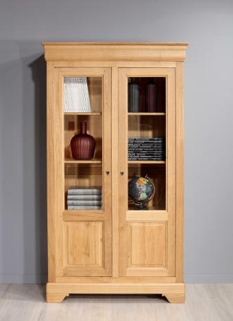 Bibliothèque 2 portes Antoine réalisée en Chêne Massif de style Louis Philippe Largeur 110 cm