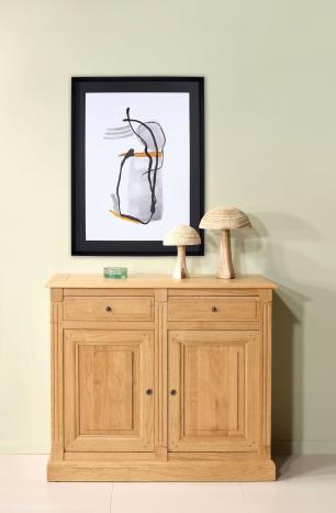 Buffet 2 portes 2 tiroirs Isaac, réalisé en Chêne massif de style Directoire 110 de large