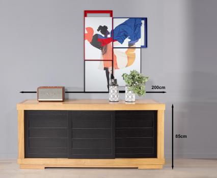Buffet 3 portes coulissantes réalisé en Chêne Massif de style Contemporain 