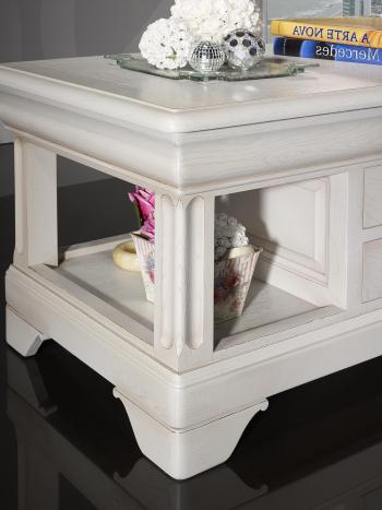 Table Basse Emmanuel réalisée en Chêne de style Louis Philippe  Finition Chêne Brossé Gris Perle