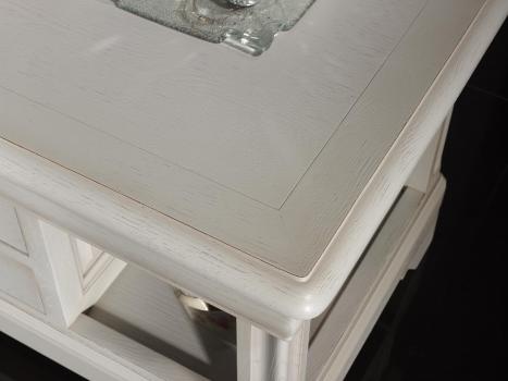 Table Basse Emmanuel réalisée en Chêne de style Louis Philippe  Finition Chêne Brossé Gris Perle