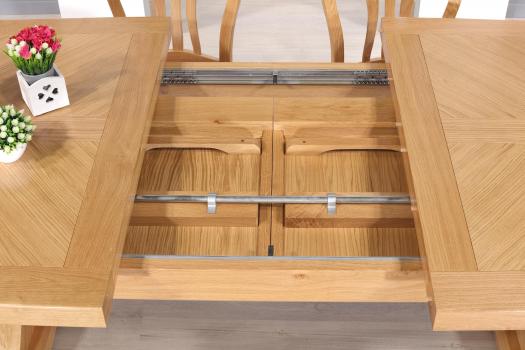 Table Monastère Olivier 220x110 réalisée en Chêne Massif 2 allonges portefeuille de 45 cm Finition Chêne Naturel