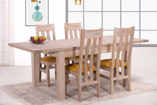 Table de repas rectangulaire 140x100 réalisée en Chêne Ligne Contemporaine 2 allonge à l'italienne de 40 cm