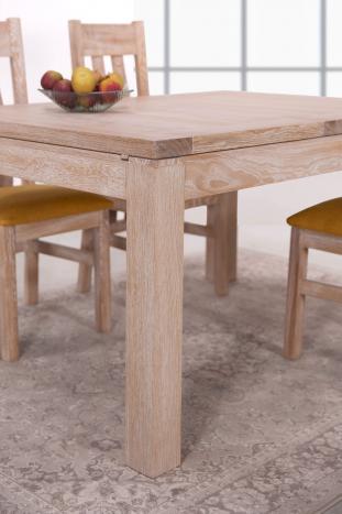 Table de repas rectangulaire 140x100 réalisée en Chêne Ligne Contemporaine 2 allonge à l'italienne de 40 cm