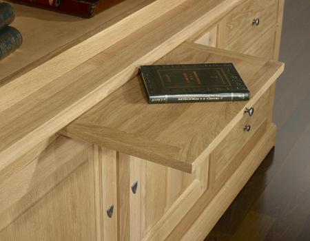 Bibliothèque 2 corps Pierre, réalisée en Chêne Massif de style Louis Philippe LONGUEUR 240 cm Finition chêne brossé naturel