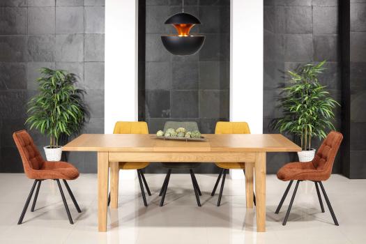 Table de Ferme Rectangulaire 4 pieds fuseaux réalisée en Chêne 166x100 + 1 allonge portefeuille de 50 cm SEULEMENT 1 DISPONIBLE