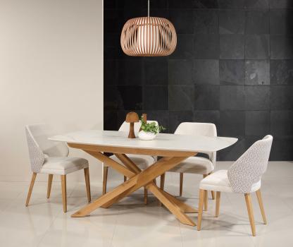 Table de salle à manger contemporaine en céramique  Design moderne et extensible, 180x100 + allonge intégrée de 60 cm