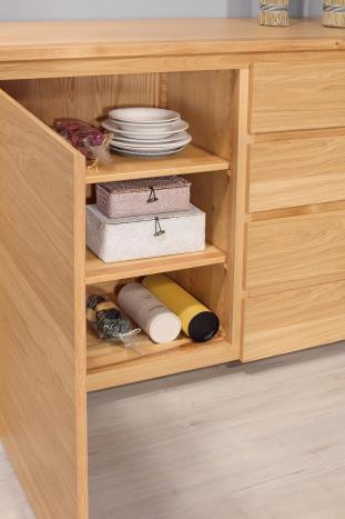 Commode 1 porte 4 tiroirs Jean-Lin réalisée en Chêne de Ligne contemporaine 