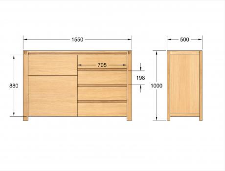 Commode 1 porte 4 tiroirs Jean-Lin réalisée en Chêne de Ligne contemporaine 