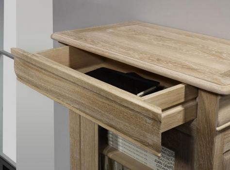 Vitrine 1 porte Angelo réalisée en Chêne Massif de style Louis Philippe Finition chêne Brossé