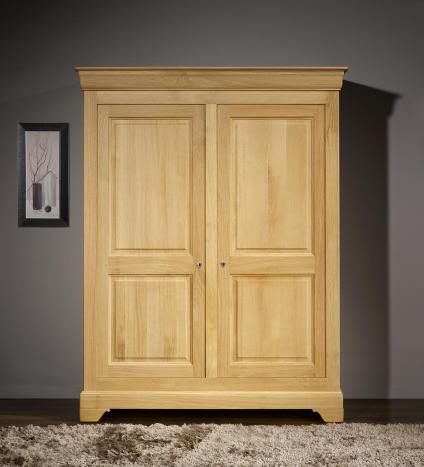 Armoire 2 portes  Salomé réalisée en Chêne Massif de style Louis Philippe Finition Chêne Brossé Naturel 