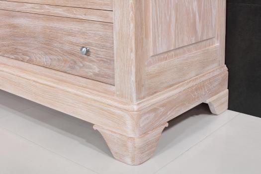 Commode 4 tiroirs Nicolas réalisé en Chêne Massif de style Louis Philippe Finition Chêne Brossé Blanchi