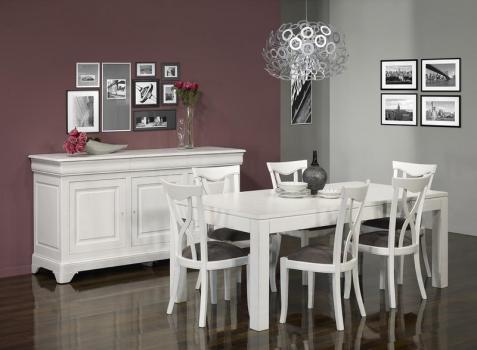 Buffet 3 portes Ludovic réalisé en Chêne Massif de style Louis Philippe Finition Chêne Brossé Ivoire